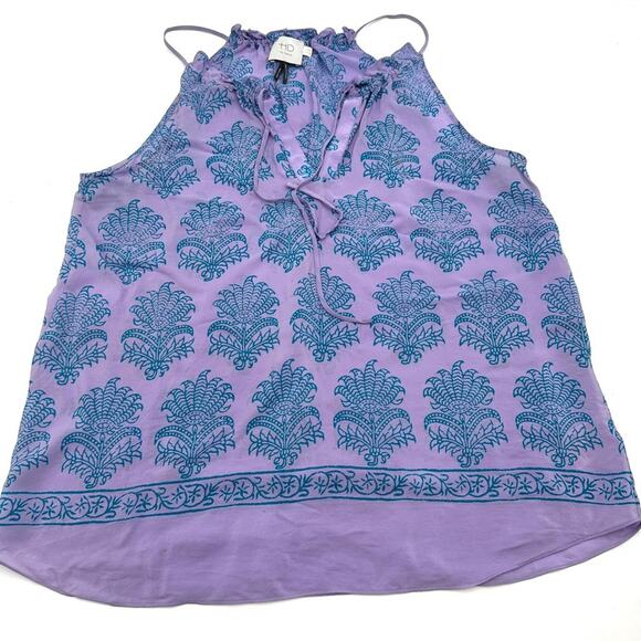 Anthropologie HD in Paris 100% Silk Panorama Batik Print Top - SIZE 8 - Picture 2 of 14